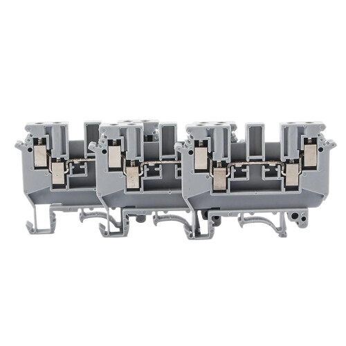 UDK4 DIN Rail Terminal Blocks 50 Pack, Gray Feed Through Screw Type for Secure Wire Connection 1