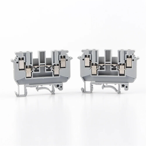 UDK4 DIN Rail Terminal Blocks 50 Pack, Gray Feed Through Screw Type for Secure Wire Connection 2