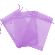 Levendula 7,5 cm x 10 cm-es átlátszó organza húzózsinóros zacskók500 db
