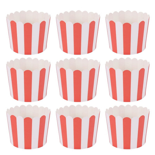 Rødstribede bagepapirsforme til cupcakes 50 stk.