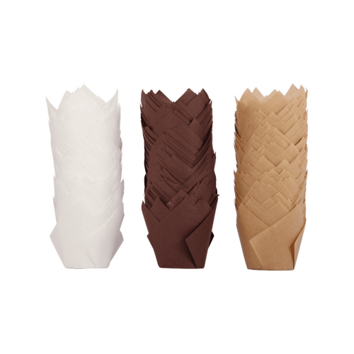 200 Tulip Cupcake Forme – Kraft, Hvid & Brun 1