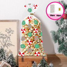 Christmas Candy Bags Multicolor with Yellow Ties 50PCS