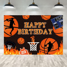 Basketbalachtergrond voor de eerste verjaardag van een jongen, 5x3 voet