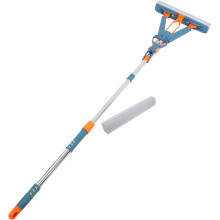 Wet and Dry Sponge Mop 34cm Dual Head Folding Floor Mop Blue Reusable Household Cleaning