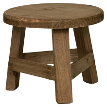 Rustic Round Wood Plant Stool 7 Inch, Small Wooden Stand for Indoor Bonsai, Succulent Display, Home Decor