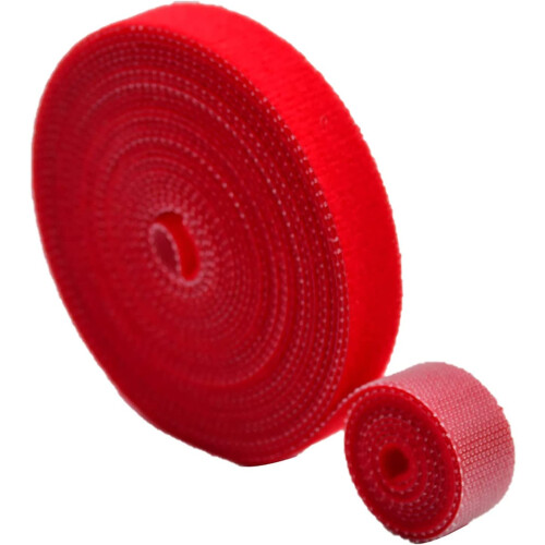Hook and Loop Tape 2cm x 50m Red, Reusable SewOn Cable Ties, Nonadhesive BacktoBack Roll