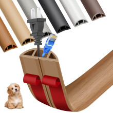 Light Brown Wood Floor Cord Cover 10ft, Self Adhesive PVC Cable Management Floor Cover, Trip Prevention for Office and Gym