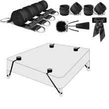 Conjunto de juguetes BDSM para parejas, sujeciones para cama con correas multiposición y esposas suaves, incluye elementos de juguetes sexuales