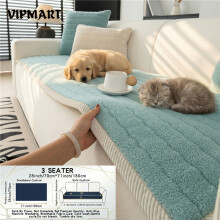 (sky blue, 3 Seater27.6"x70.9"(70*180cm)) 1pc Bohemian Style Thick Plush Autumn and Winter Warm Sofa Cover, Made of Integrated