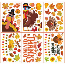 Fönsterdekorationer för Thanksgiving, höstfönsterdekorationer för hemskola, lättinstallerade juldekorationer (12 ark)