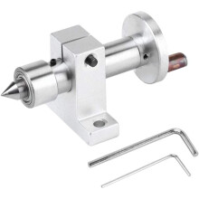 Centro rotativo para mini torno, em metal de alta resistência mecânica, com duplo rolamento para resultados precisos e furação ajustável.
