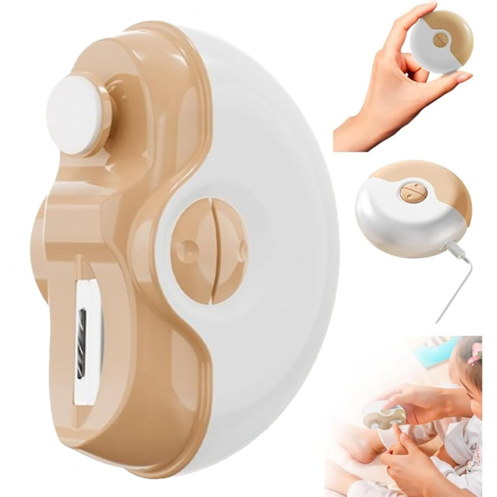 Electric Nail Clipper for Seniors and Thick Toenails, 2 in 1 Rechargeable Automatic Nail Trimmer with Vacuum and Low Noise (Beige)