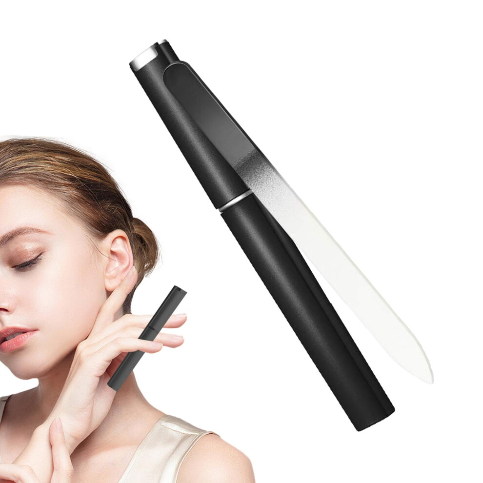 Black Glass Nail File With Case Â Double Sided Crystal Nail File For Smooth Precision Manicure Pedicure