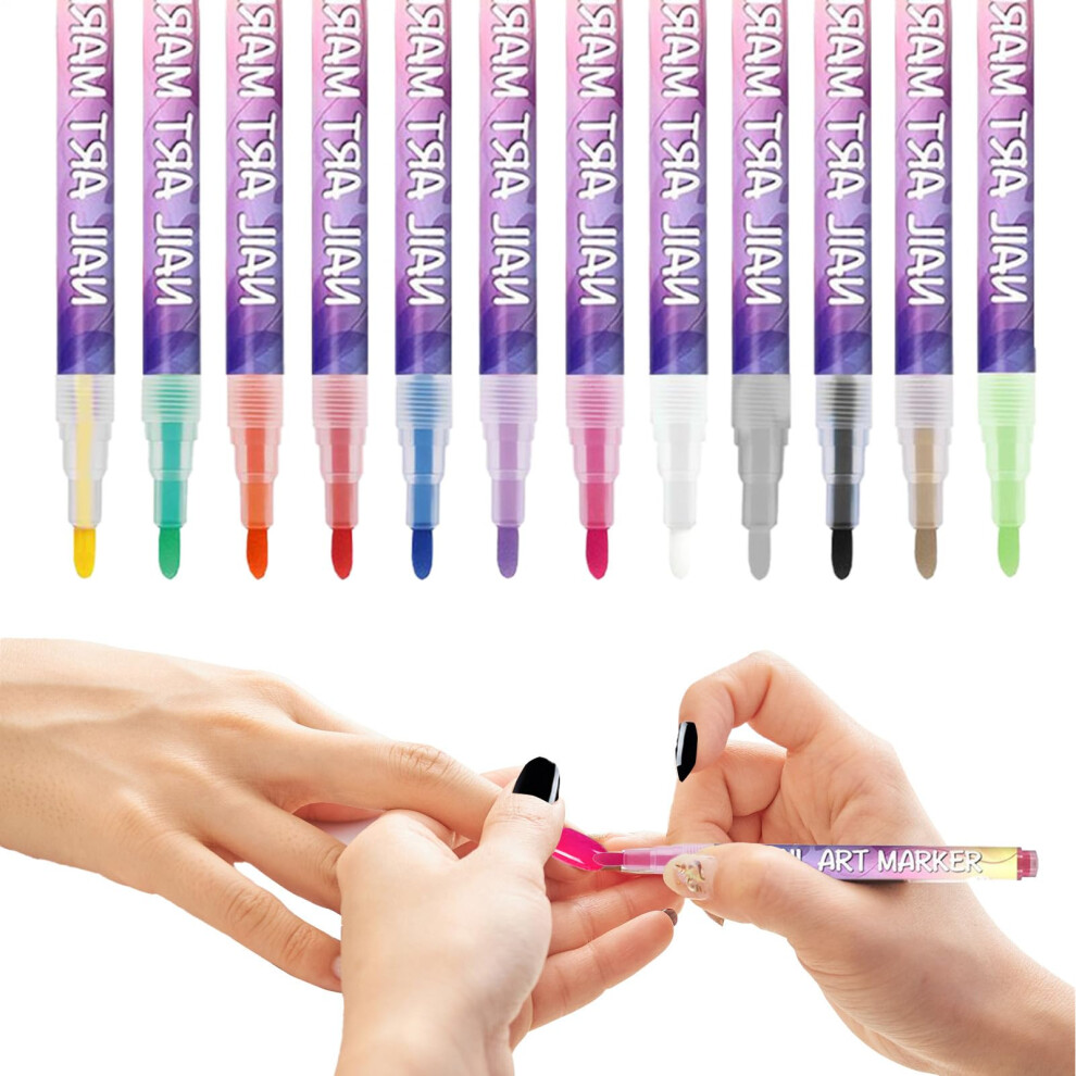 Gel Nail Polish Pen Set 12 Colors â Precision Tip for 3D Nail Art Effects and LongâLasting Gloss Finish