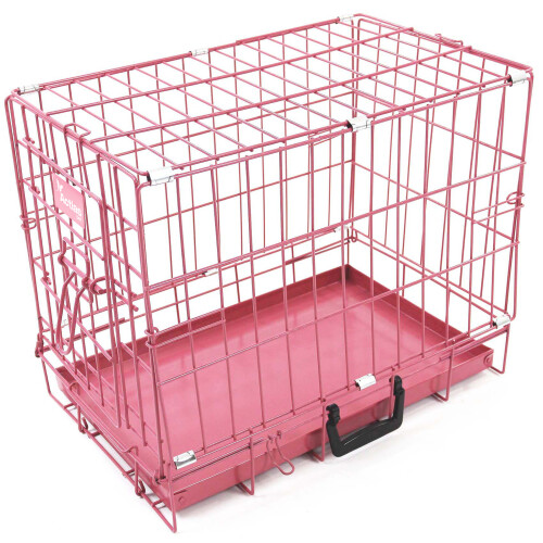 Actiaspet Foldable Pink 20in Metal Dog Cage One Door