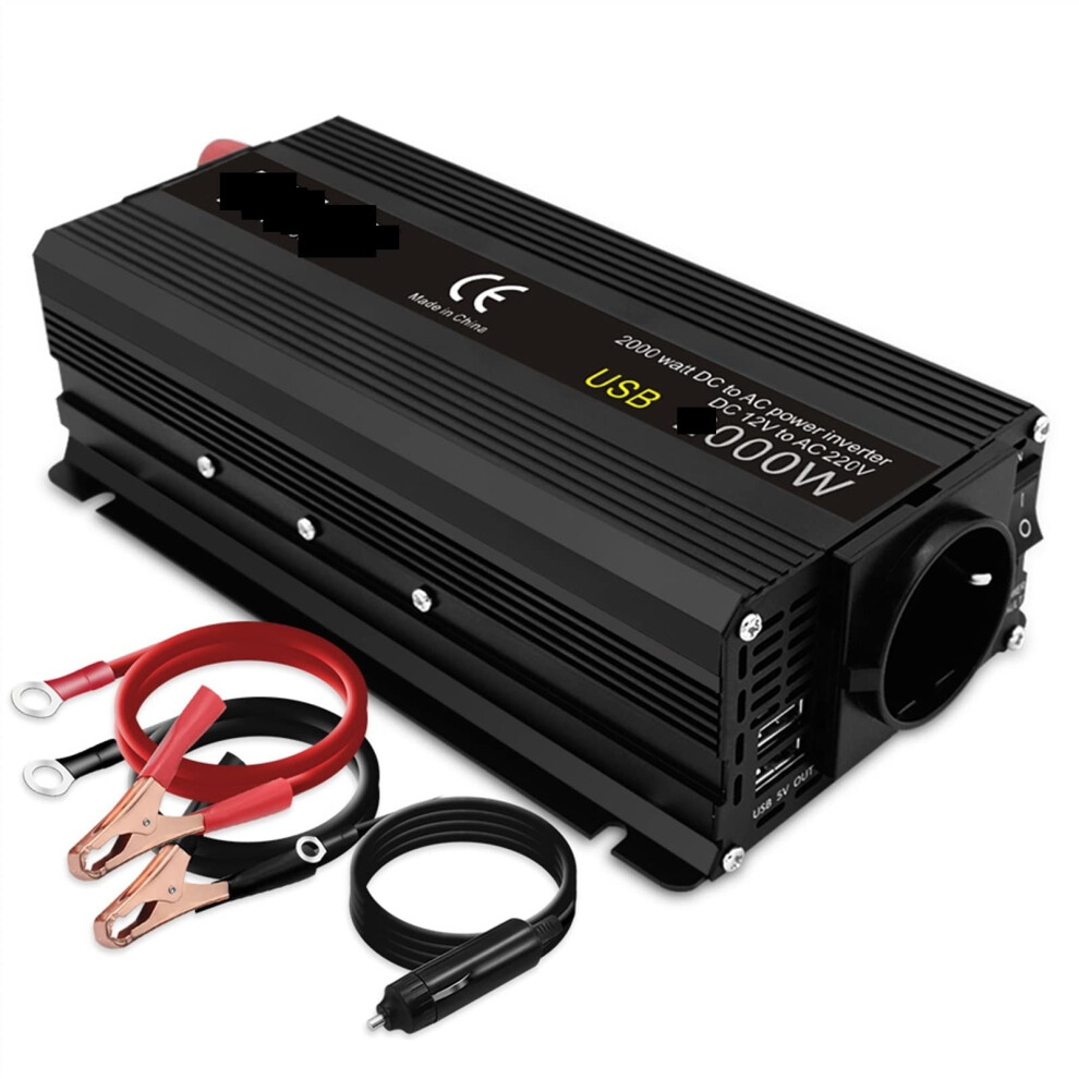 Car Power Inverter 2000W 12V To 220V Converter With Dual Usb Ports, Efficiency, Safe For Camping 9330225662389