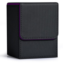 Deck Box for Trading Cards for MTG Yugioh PU Leather Vertical Storage with Magnetic Lock Black and Purple
