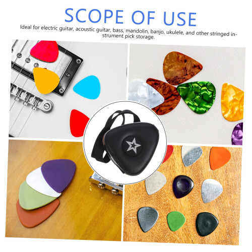Leather Guitar Pick Holder Pouch Case Compact Design Quick Access Durable Scratch Protection 2