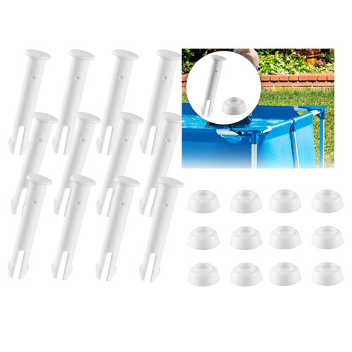 12PCS Pool Pins 2.36 Inch Plastic Joint Parts with Rubber Seals, Compatible with Intex Rectangular Frame Pools