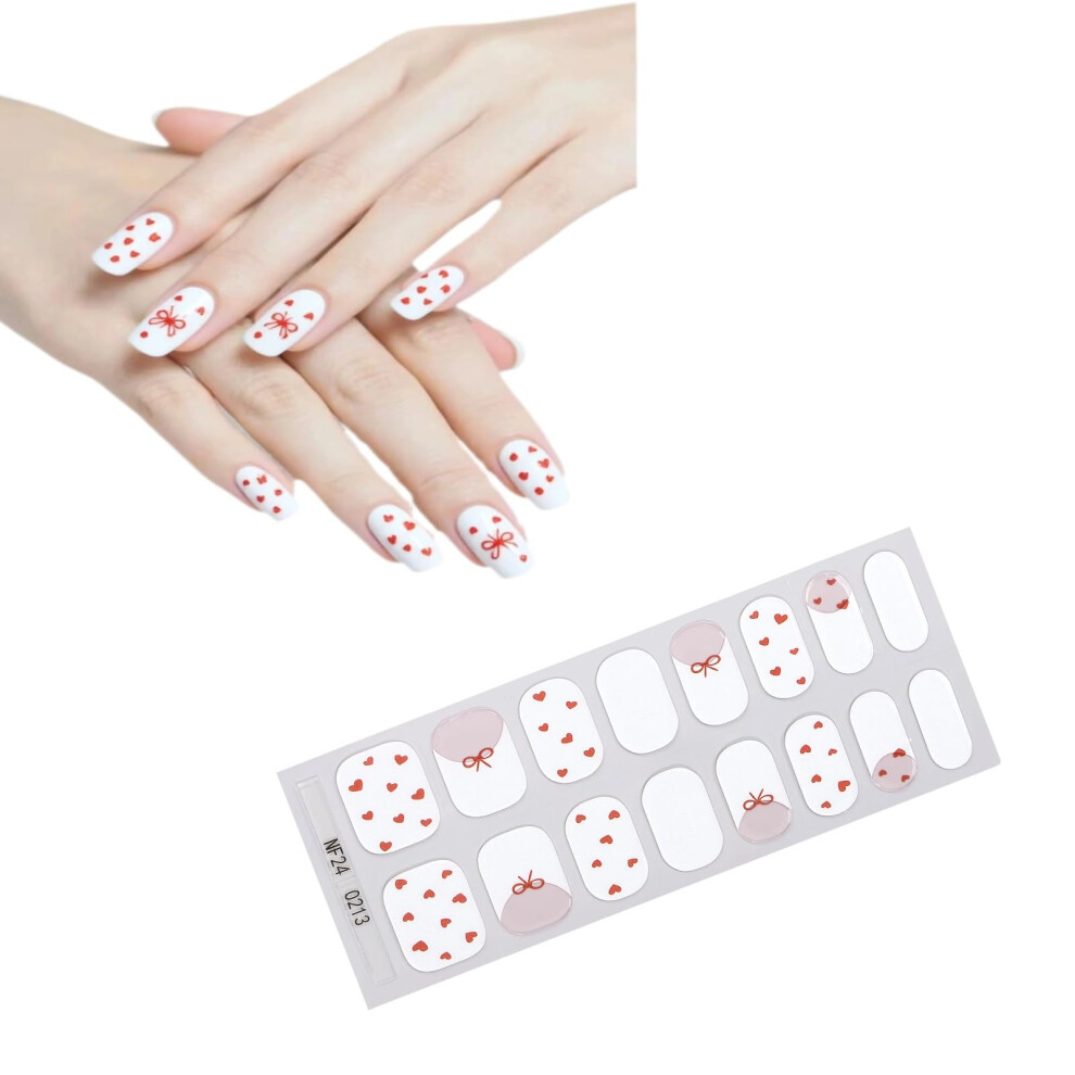 Light Gel Nail Stickers 16 Pieces Set, Semi Cured Uv Strips With Led Curing For Long Lasting Gloss Finish