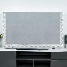 TV Dust Cover 48 Inch Gray Cotton Linen, Decorative NonSlip Universal TV Screen Protector for Flat Screen
