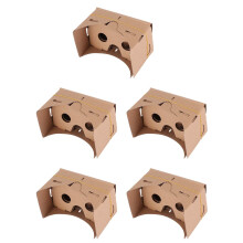 VR Headset Compatible with Google Cardboard 5 Set 6 Inch Foldable DIY 3D Viewer Kit with Clear Resin Lenses