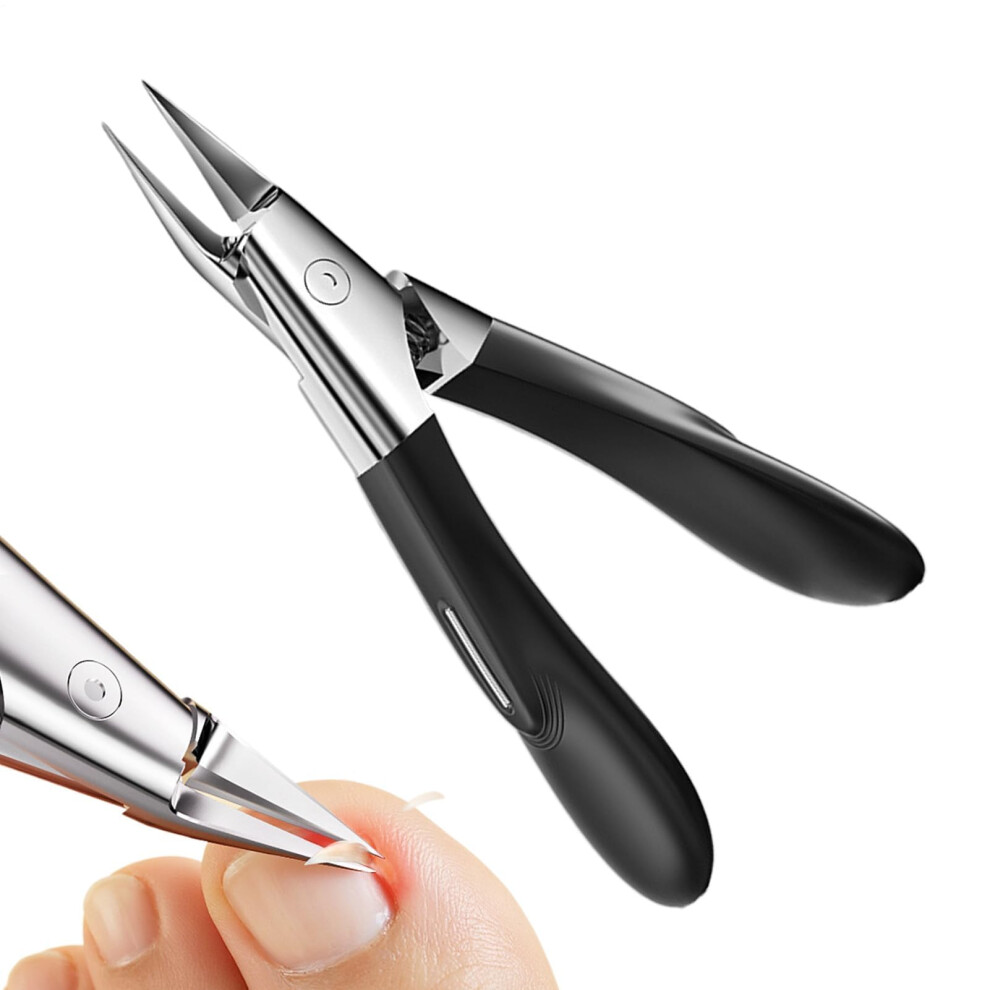 Black Ingrown Toenail Clippers For Thick Nails With Precision Curved Blade And Ergonomic NonâSlip Grip (Black)