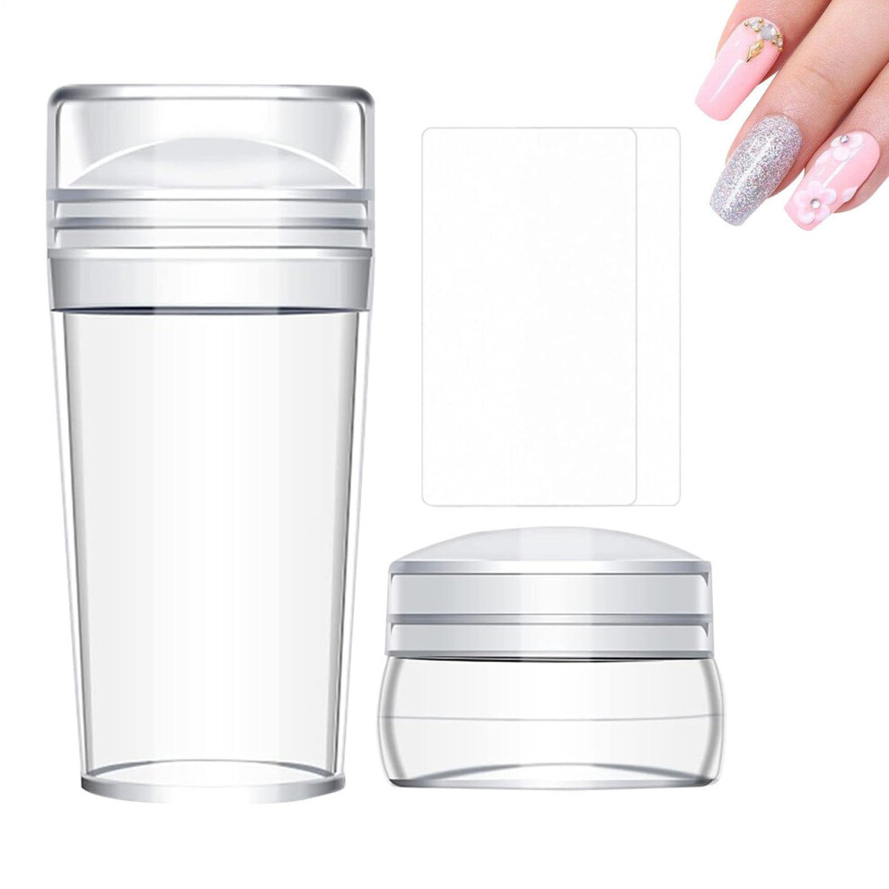 Clear Nail Stamper with Scraper, Soft Silicone Head for French Tip Art, Precision Jelly Nail Tool
