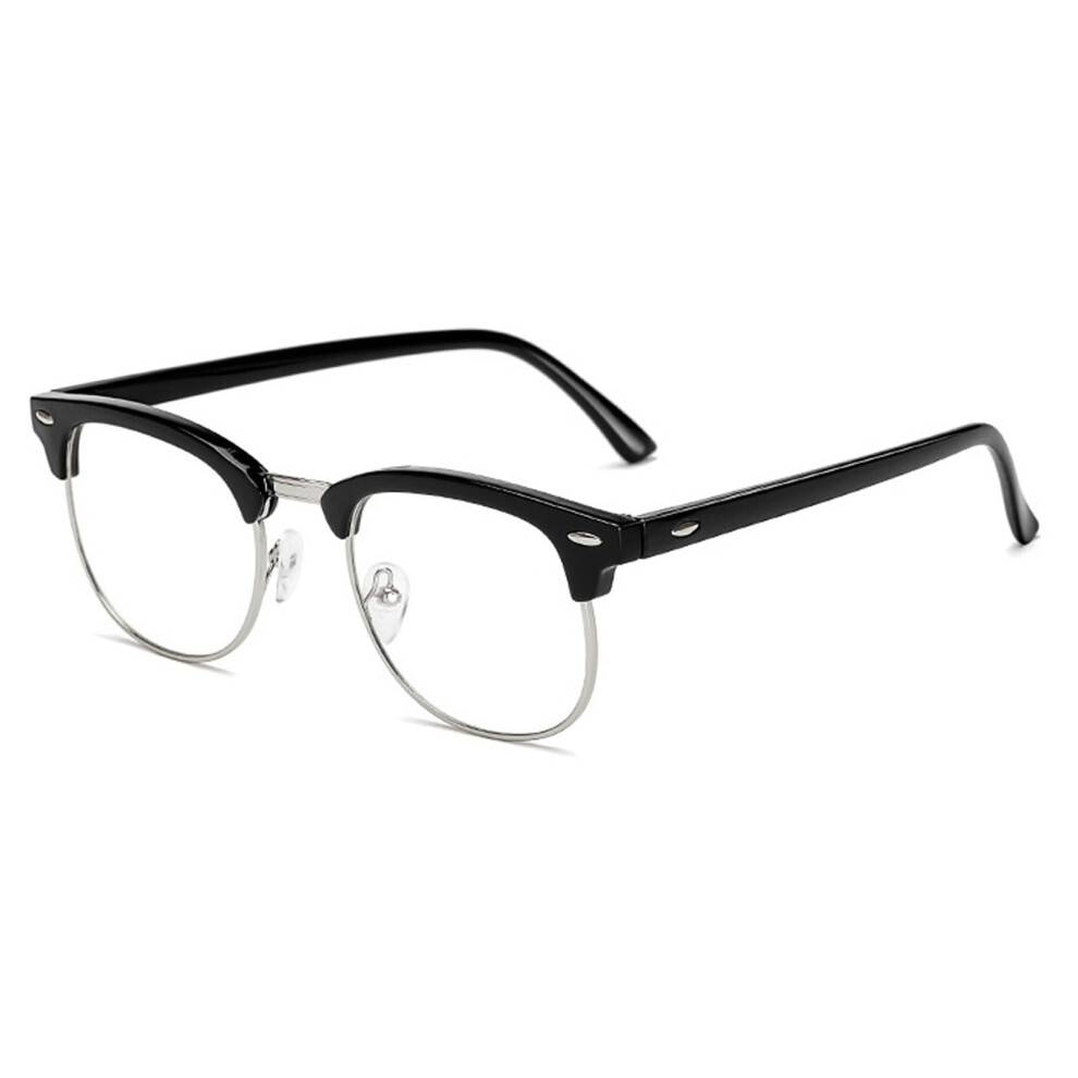 Black/Blue/Light 2.0X Magnifier Reading Glasses For Men Women, Half Frame Blocking Lenses