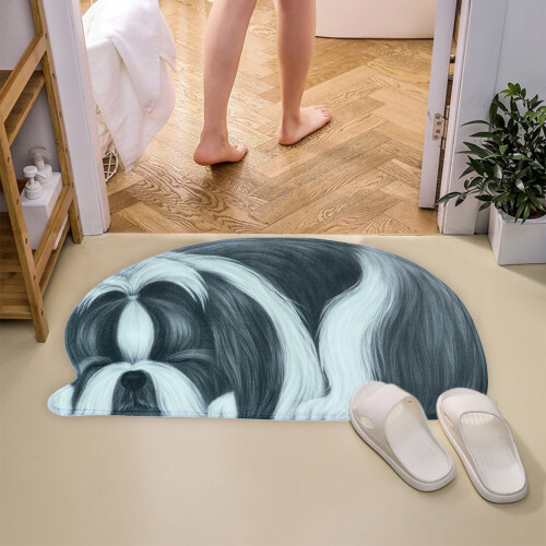 Kiplyki3D Χαριτωμένο Χαλί για Σκύλους 34,25x15,74 ίντσες Αντιολισθητικό Πατάκι Πόρτας 1