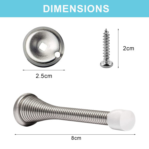 18 Pack Satin Nickel Spring Door Stops with Rubber Tips, Rustproof Heavy Duty Wall Protector Design 1