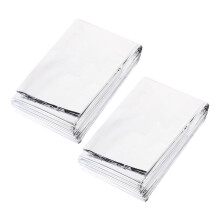 2pcs Emergency Thermal Blanket  Reflective Insulation Waterproof Survival Tarp for Camping