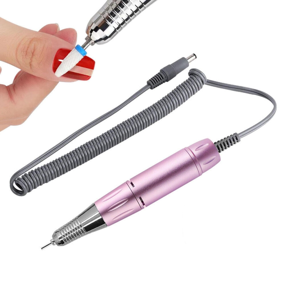 Pink 35000Rpm Electric Nail Drill Pen With Low Noise, Ergonomic Grip And Forward Reverse Control For Manicure Pedicure