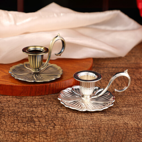 Retro Taper Candle Holders Metal Candlestick Holders for-silver 2