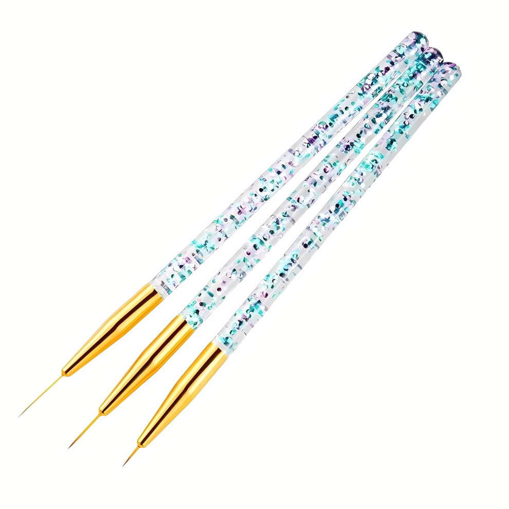 Gold Nail Art Liner Brush Set 3Pcs Â Ultrathin Precision Bristles Fine Detail Brushes For Gel And Acrylic