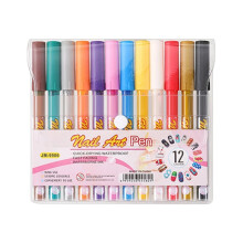 Nail Art Pens Set 12 Vibrant Colors Quick Drying WaterBased Nail Polish Markers with Fine Tip for Kids and Women