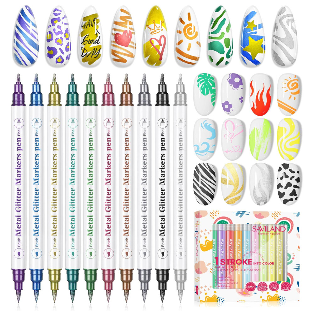 22PCS 3D Nail Art Pens Set with QuickDry Matte Finish and 0.7mm Precision Tip for DIY Manicure