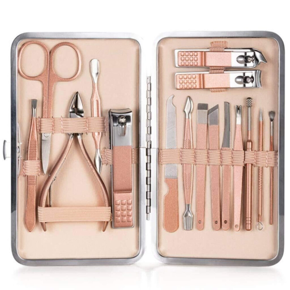 18Pcs Professional Manicure Pedicure Kit Stainless Steel Nail Clippers Set with Portable Case