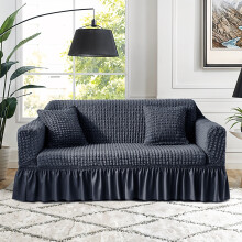 (Grey, Single Sofa (Length 90-140cm)) 1pc Luxury Comfort Velvet Jacquard Sofa Cover | Non-Slip, Dustproof, Soft, Breathable