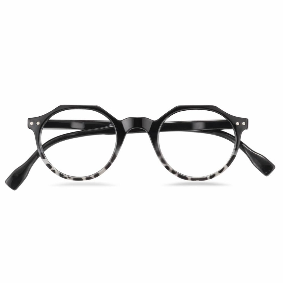 Photochromic Reading Glasses +3.00 UV Protection Round Frame Sun Readers for Men and Women