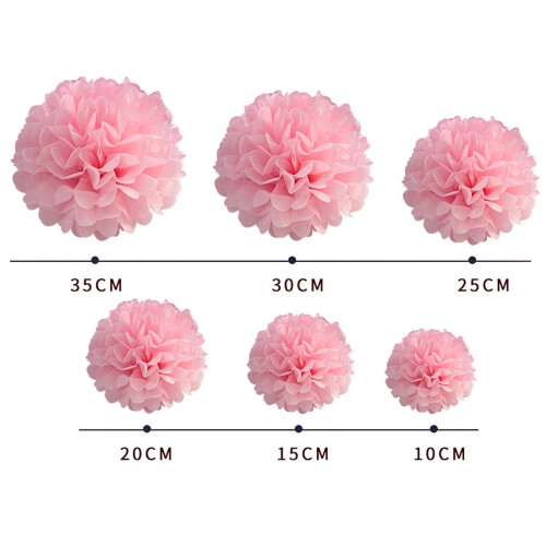 Pompons de papel de seda branco, 10 cm, 5 unidades 1