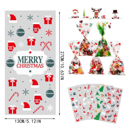 Sacos de celofane para presentes de Natal, 12,7 x 25,4 cm (5 x 10 polegadas), pacote com 50 unidades. 2