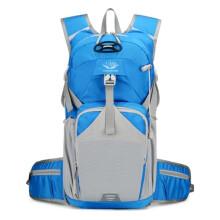 Hiking Backpack 18L Waterproof Lightweight Daypack with Breathable Back and Helmet Storage Sky Blue