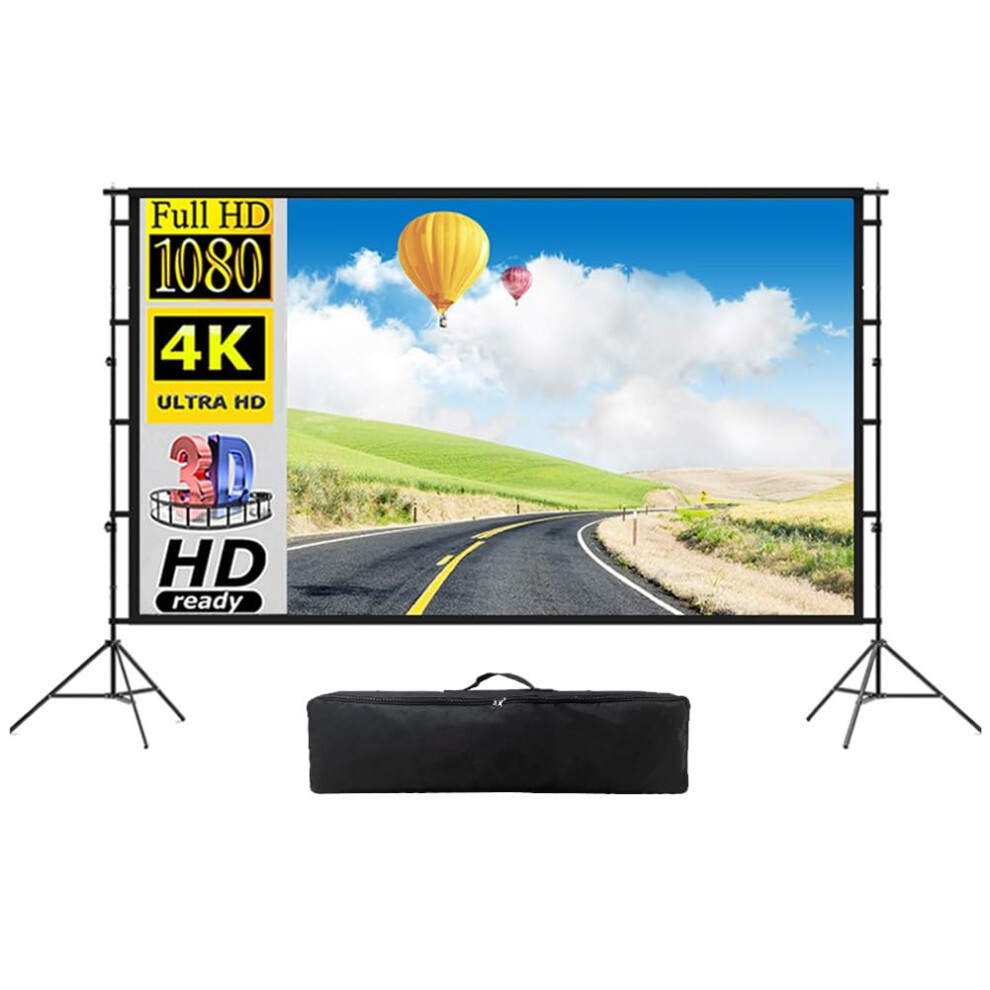 120 Inch Portable Projector Screen With Stand, Foldable Movie Projection Screen For Indoor Outdoor Home Theater 9310869673811