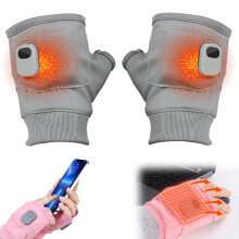 Rechargeable Heated Gloves 2000mAh with Digital Display, Adjustable 4555C Smart Fingerless Outdoor Use