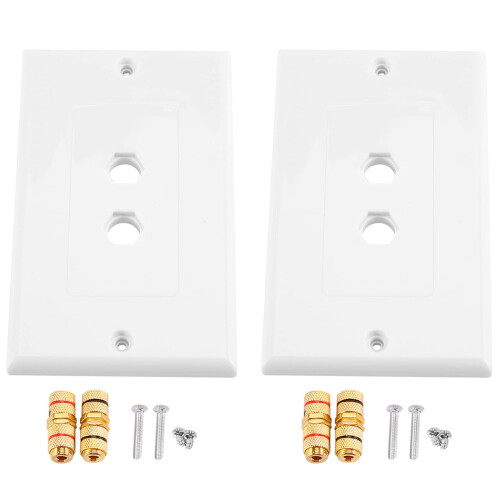 White Single Gang Banana Plug Wall Plate, Durable Copper Core, Easy Tool‑ Speaker Connection 2
