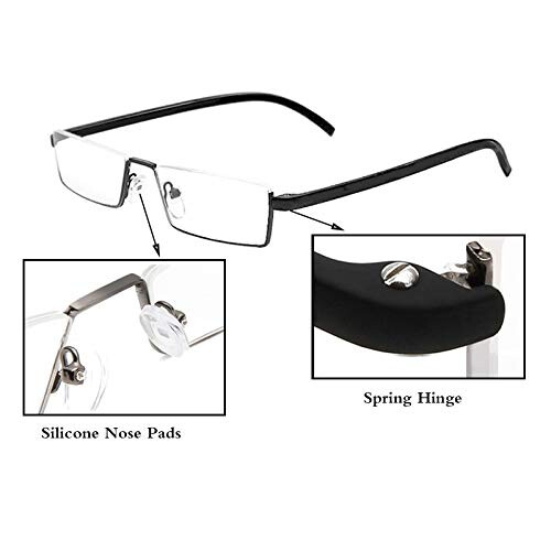 Blue Light Blocking Reading Glasses +2.50 Computer Readers TR90 Half Frame Comfort Fit Unisex 2 Pack 2