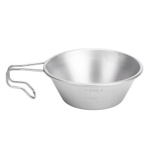 Stainless Steel Camping Cup with Hook Handle and Measuring Scale for Outdoor Travel Picnic