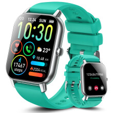 1.85' HD Smart Watch with Bluetooth Call, Heart & Sleep Monitor, 112 Sport Modes, IP68 Waterproof Fitness Tracker for Android and iOS (Cyan)