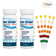 Pool Test Strips 6in1 for Pool and Hot Tub, Fast Dip Results, Easy Color Reading, 100 Count 2 Pack